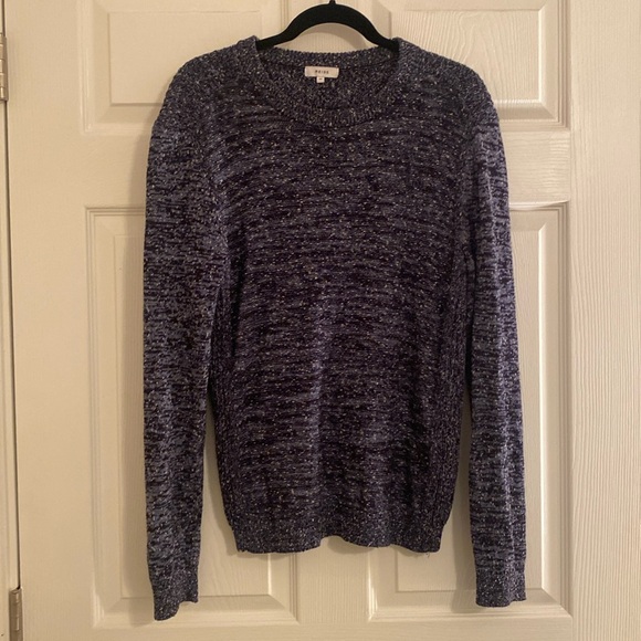REISS Navy Speckled Crewneck Sweater - Picture 1 of 6